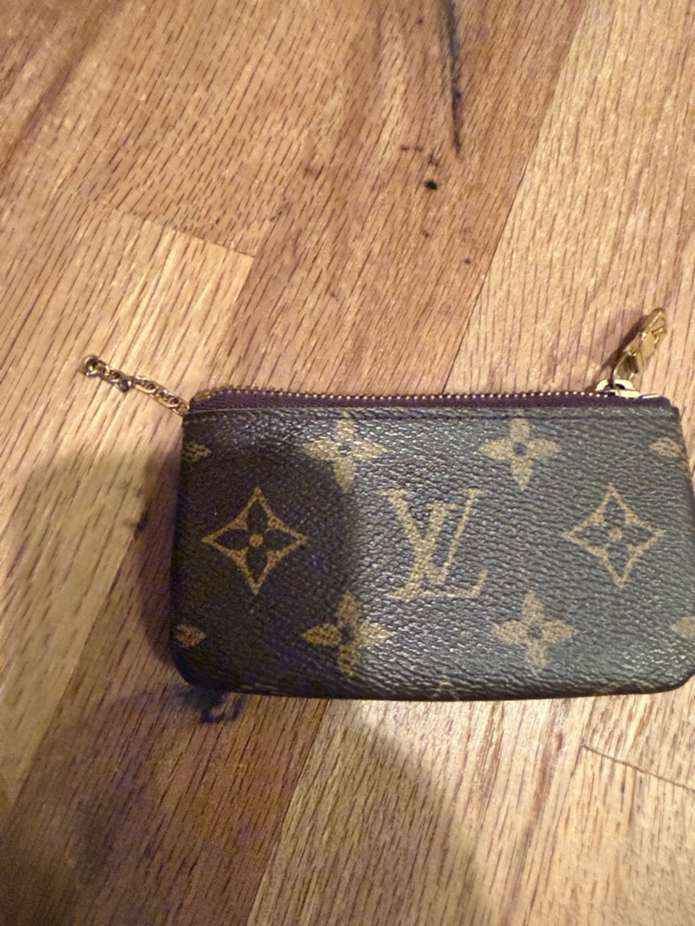 Louis Vuitton Monogram Canvas Key Pouch in Brown with Gold Hardware